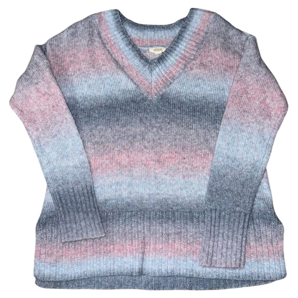 WOMENS A.n.a. A new approach Size Medium V-neck Sweater Pink, blue, gray
